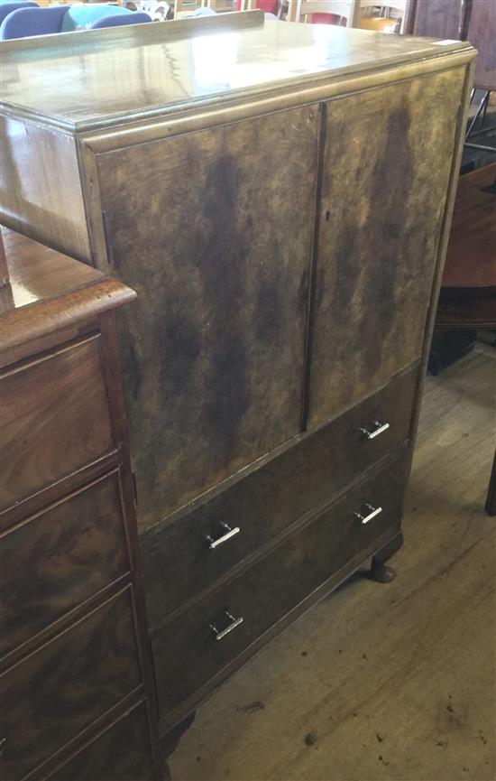 1930s burr walnut bedroom cabinet(-)